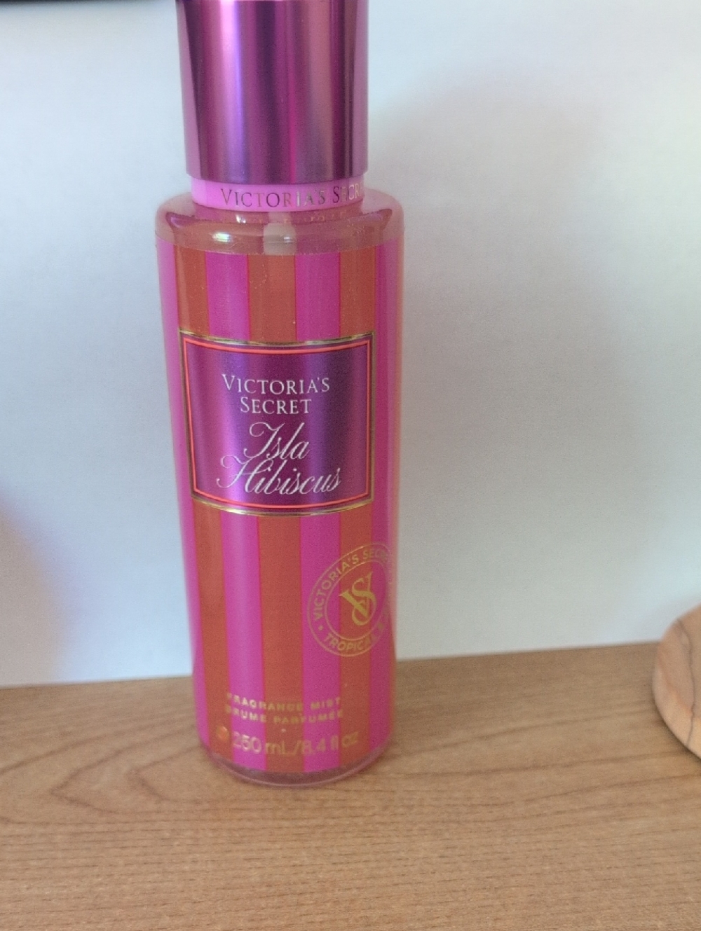 Victoria's Secret Isla Hibiscus Fragrance Mist - Pink & Orange Striped Bottle